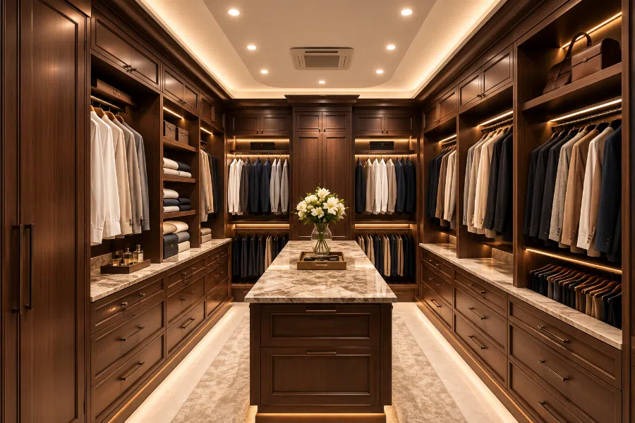 Custom walk-in closet by Closet Pioneers