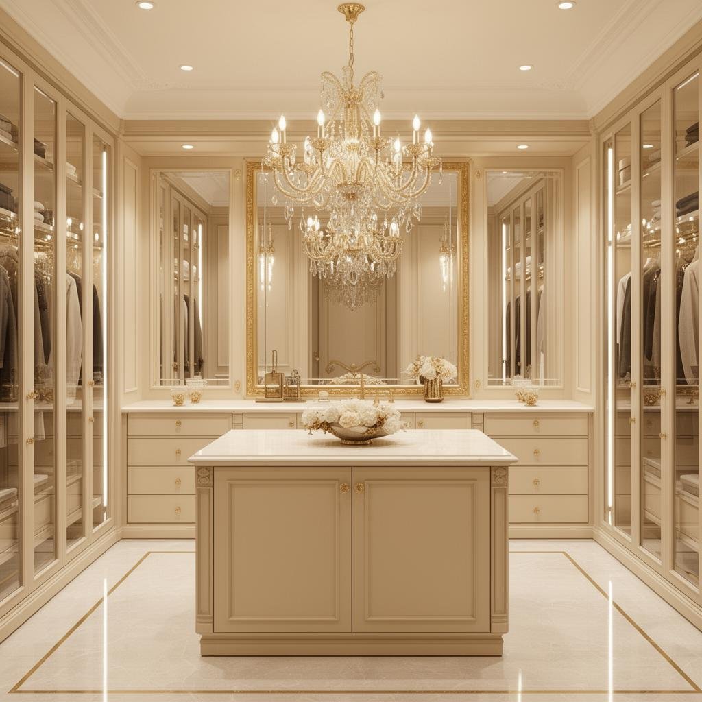 Warm Wood Tones walk-in closet